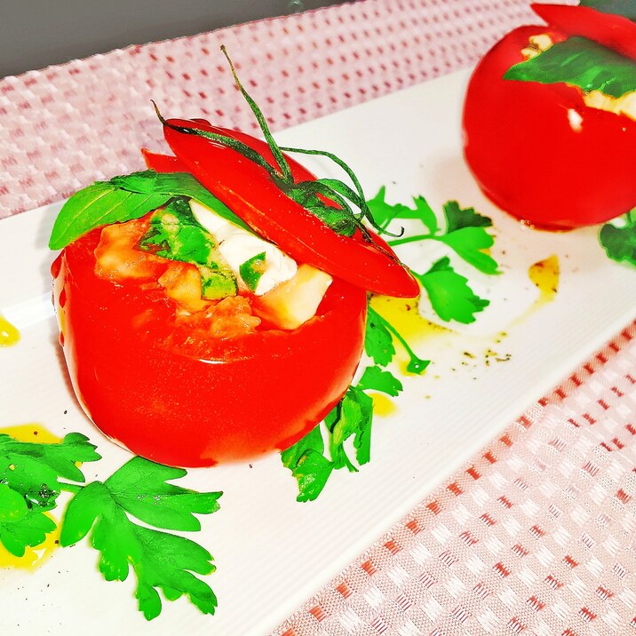 丸ごとトマトの クリチカプレーゼ レシピ 作り方 By Yayo W L 楽天レシピ